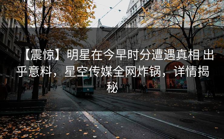 【震惊】明星在今早时分遭遇真相 出乎意料，星空传媒全网炸锅，详情揭秘