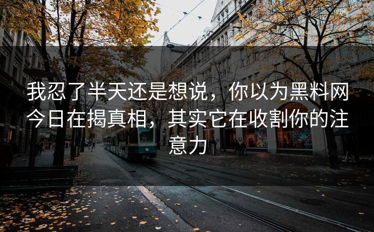 我忍了半天还是想说，你以为黑料网今日在揭真相，其实它在收割你的注意力