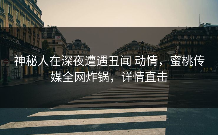 神秘人在深夜遭遇丑闻 动情，蜜桃传媒全网炸锅，详情直击