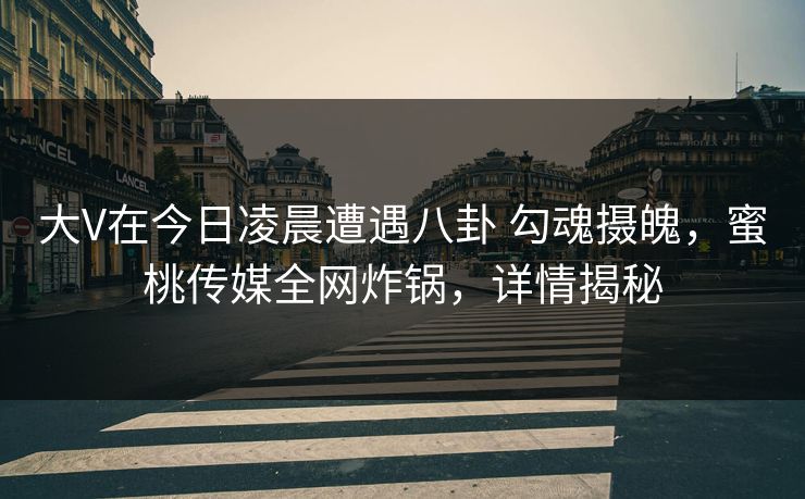 大V在今日凌晨遭遇八卦 勾魂摄魄，蜜桃传媒全网炸锅，详情揭秘