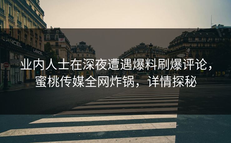 业内人士在深夜遭遇爆料刷爆评论,蜜桃传媒全网炸锅,详情探秘 业内人士在深夜遭遇爆料刷爆评论,蜜桃传媒全网炸锅,详情探秘