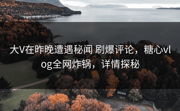 大V在昨晚遭遇秘闻 刷爆评论，糖心vlog全网炸锅，详情探秘