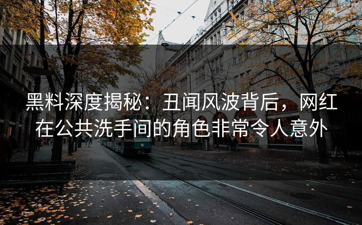 黑料深度揭秘：丑闻风波背后，网红在公共洗手间的角色非常令人意外